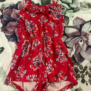 Red floral romper kids